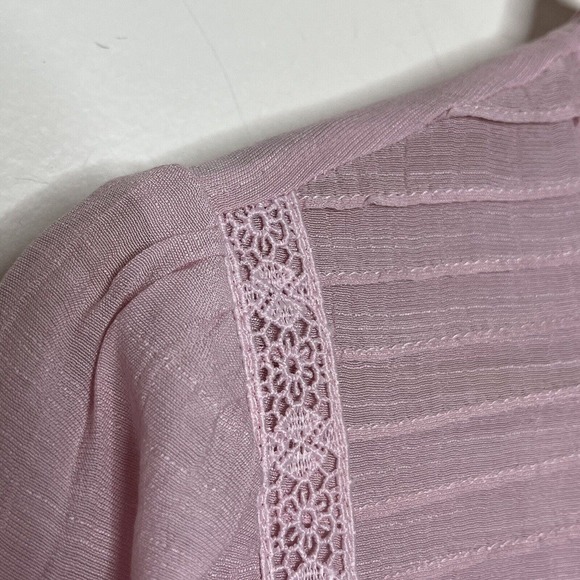 Nanette Lenore Short Sleeve Blouse Top Petunia Pink Women’s Size M Ruffle - Picture 3 of 8